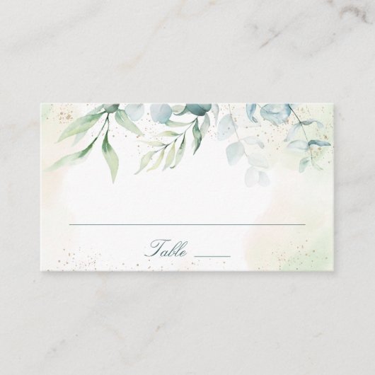 Elegant Blue Green Eucalyptus Greenery Wedding Plaatskaartje (Voorkant)