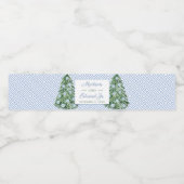 Elegant Blue Green Feestdagen Tree Wedding Shower Waterfles Etiket (Enkel label)