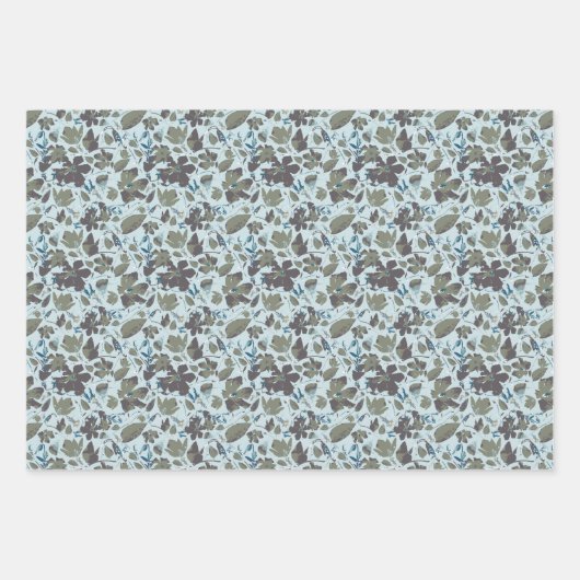 Elegant Blue Green Floral Pattern Inpakpapier Vel (Voorkant 3)