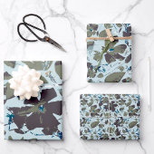 Elegant Blue Green Floral Pattern Inpakpapier Vel