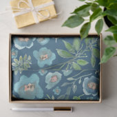 Elegant Blue Green Floral Waterverf Pattern Tissuepapier (Geschenk)