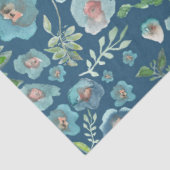Elegant Blue Green Floral Waterverf Pattern Tissuepapier (Detail)
