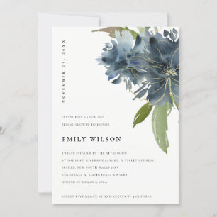 ELEGANT BLUE GREEN GOLD FLORA VRIJGEZELLENFEEST IN BEDANKKAART