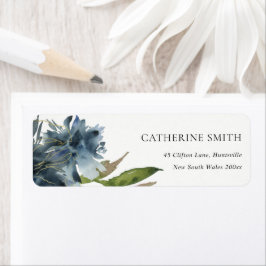 ELEGANT BLUE GREEN GOLD FLORAL WATERVERF ADRES ETIKET