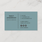 ELEGANT BLUE GREEN GOLD FLORAL WATERVERF VISITEKAARTJE (Achterkant)