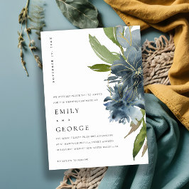 ELEGANT BLUE GREEN GOLD FLORAL WEDDING INVITE BEDANKKAART