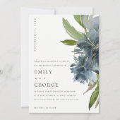 ELEGANT BLUE GREEN GOLD FLORAL WEDDING INVITE BEDANKKAART (Voorkant)