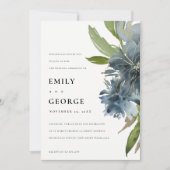 ELEGANT BLUE GREEN GOLD FLORAL WEDDING INVITE BEDANKKAART (Voorkant)