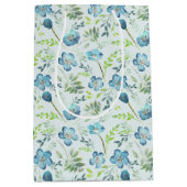 Elegant Blue Green Handschildpad Waterverf Flowers Medium Cadeauzakje (Voorkant)