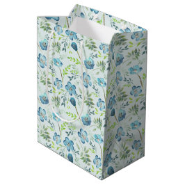 Elegant Blue Green Handschildpad Waterverf Flowers Medium Cadeauzakje