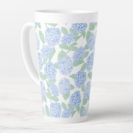 Elegant Blue Green Hydrangea Preppy Latte Mok (Linkerhoek)