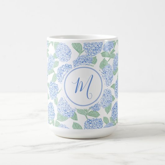 Elegant Blue Green Hydrangea Preppy Personalised Koffiemok (Center)