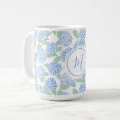 Elegant Blue Green Hydrangea Preppy Personalised Koffiemok (Voorkant links)