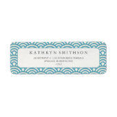 Elegant Blue Green Japanese Seigaiha Waves Etiket (Voorkant)