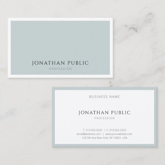 Elegant Blue Green Minimalist Modern Simple Plain Visitekaartje (Voorkant / Achterkant)