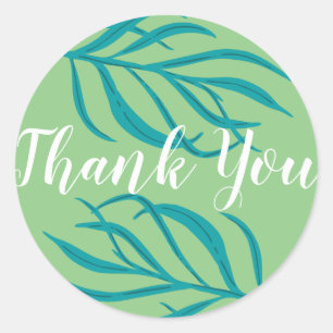 Elegant Blue Green Ocean Seaweed Bedankt Ronde Sticker