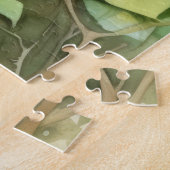 Elegant Blue Green Peacock Pink Flowers Forest Legpuzzel (Zijkant)