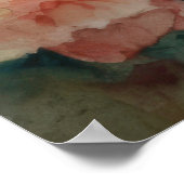 Elegant Blue Green Peacock Pink Flowers Poster (Hoek)