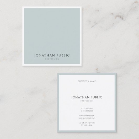 Elegant Blue Green Simple Sjabloon Modern Trendy Vierkante Visitekaartje (Voorkant / Achterkant)