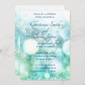 Elegant Blue Green Sparking Snowflake Waterverf Kaart (Voorkant / Achterkant)