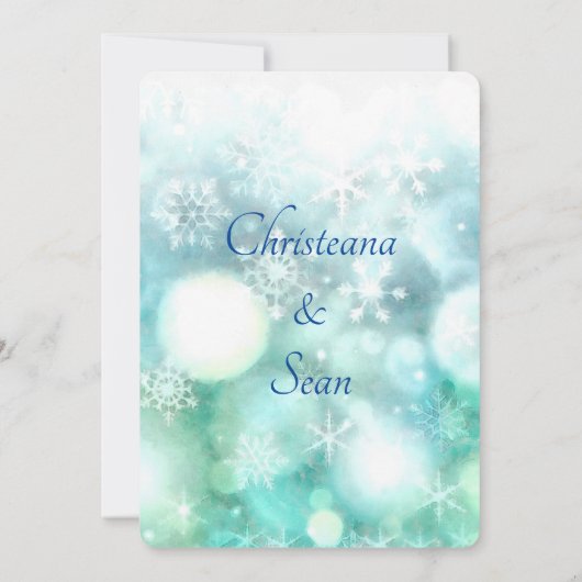 Elegant Blue Green Sparking Snowflake Waterverf Kaart (Achterkant)