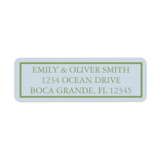 Elegant Blue Green Stripes Wedding  Etiket (Voorkant)