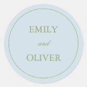 Elegant Blue Green Stripes Wedding Ronde Sticker (Voorkant)