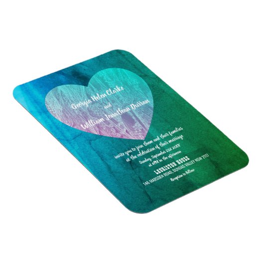 Elegant Blue Green Twilight Wedding Magnet Card Magneet (Rechterzijde)