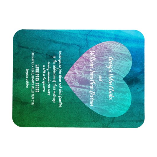 Elegant Blue Green Twilight Wedding Magnet Card Magneet (Horizontaal)