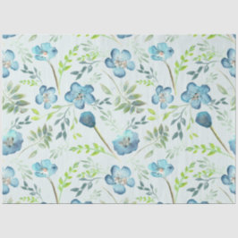 Elegant Blue Green Waterverf Floral Tissuepapier