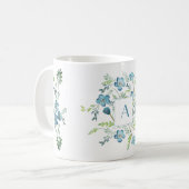 Elegant Blue Green Waterverf Flower Koffiemok (Voorkant links)