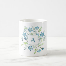 Elegant Blue Green Waterverf Flower Koffiemok