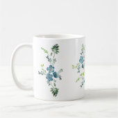 Elegant Blue Green Waterverf Flower Koffiemok (Links)