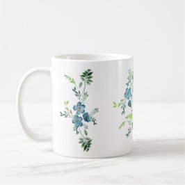 Elegant Blue Green Waterverf Flower Koffiemok