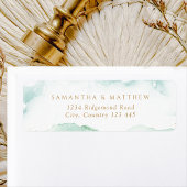 Elegant Blue Green Waterverf Return Address Label