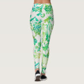 Elegant Blue, Green & Yellow Damask Patroon Leggings (Achterkant)