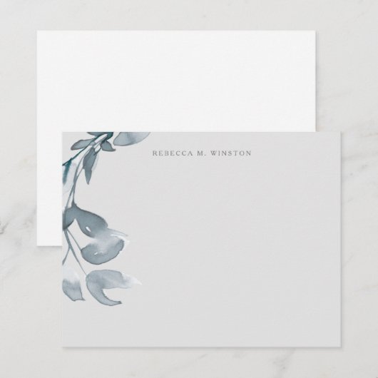 Elegant Blue Greenery - Speciaal verhaal Notitiekaartje (Voorkant / Achterkant)