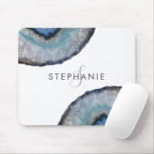 Elegant Blue Grey Agate Geode Monogram Muismat (Met muis)