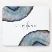 Elegant Blue Grey Agate Geode Monogram Muismat (Voorkant)