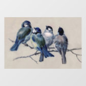Elegant Blue Grey Birds op een Branch  Raamsticker (Vel)