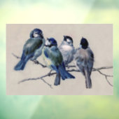 Elegant Blue Grey Birds op een Branch  Raamsticker (Vel 3)