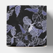 Elegant Blue & Grey Dark Floral Cube Favor Box Bedankdoosjes (Bovenkant)