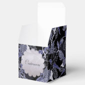 Elegant Blue & Grey Dark Floral Cube Favor Box Bedankdoosjes (Geopend)