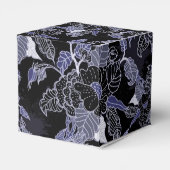 Elegant Blue & Grey Dark Floral Cube Favor Box Bedankdoosjes (Achterkant)