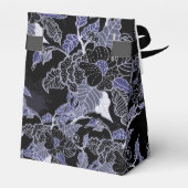 Elegant Blue & Grey Dark Floral Tent Favor Box Bedankdoosjes (Achterkant)