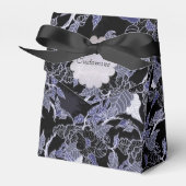 Elegant Blue & Grey Dark Floral Tent Favor Box Bedankdoosjes (Voorkant Zijde)