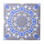 Elegant Blue Grey en White Classy Damask Pattern Tegeltje (Voorkant)