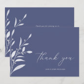 Elegant Blue Grey Foliage Wedding Bedankkaart (Voorkant / Achterkant)
