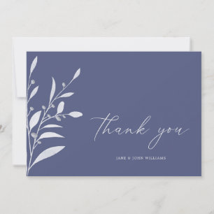 Elegant Blue Grey Foliage Wedding Bedankkaart