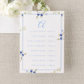 Elegant Blue & Grey Wedding Seating Chart Card Kaart